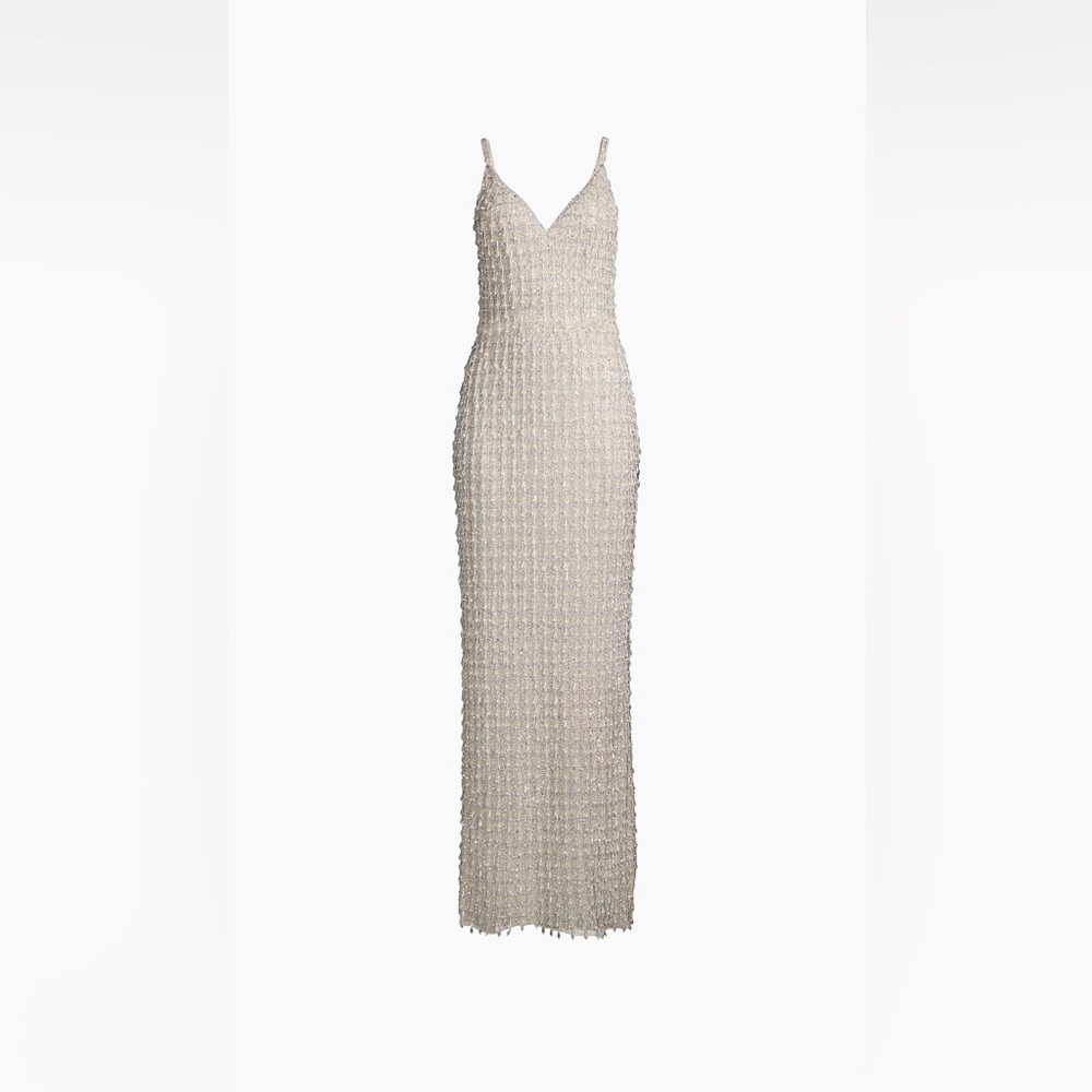 Never Worn Mac Duggal Drop Beaded Column Gown